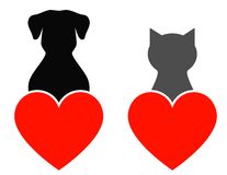dog-cat-heart-red-white-background-43870980